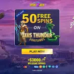 Vegas2Web Casino: 50 Free Spins - Zeus Thunder Fortunes